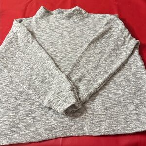 Lou & Grey Women's  Heathered Gray mock  neck soft cotton Sweater
